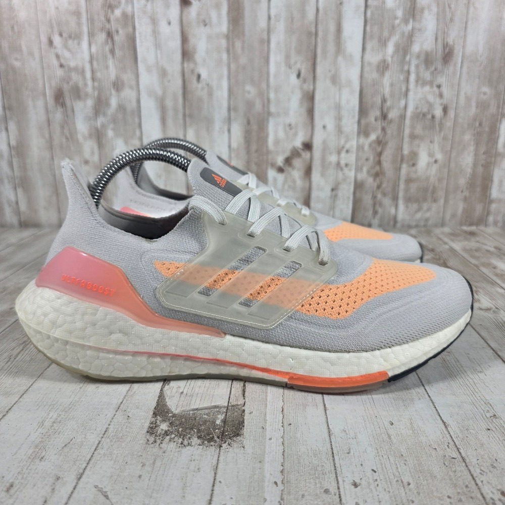 Adidas Ultraboost 21 Halo Silver Screaming Orange FY0400 Womens 9‎ Running Shoes